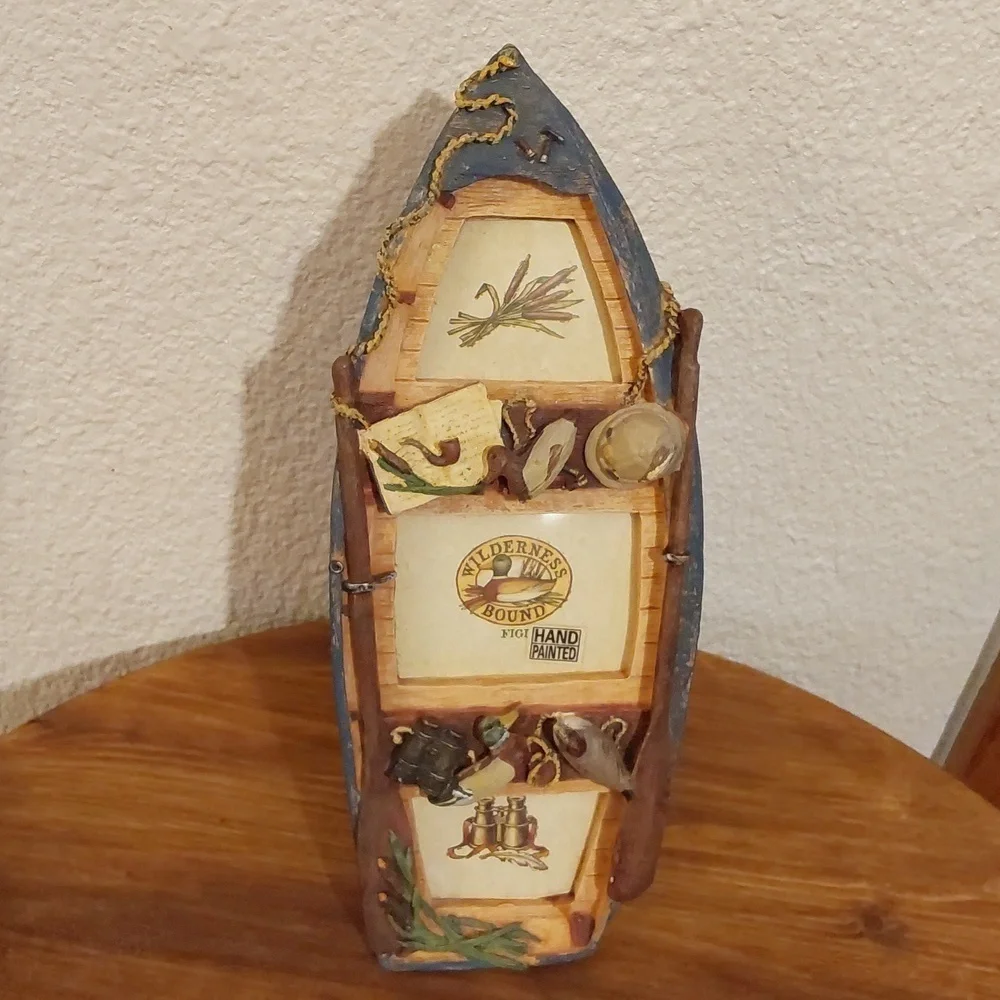 Wilderness Bound Hand Painted Duck Hunting Boat Picture Frame Collage New!
